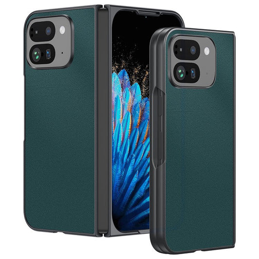 For Google Pixel 9 Pro Fold 5G Case PU Leather Coated PC Anti-Drop Folding Phone Cover - Green
