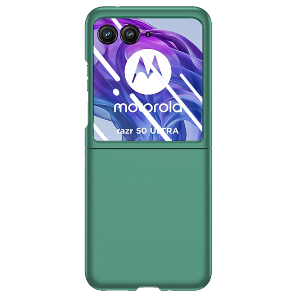 For Motorola Razr 50 Ultra 5G Case Skin-touch PC Phone Cover with Rear Screen Protector - Dark Green
