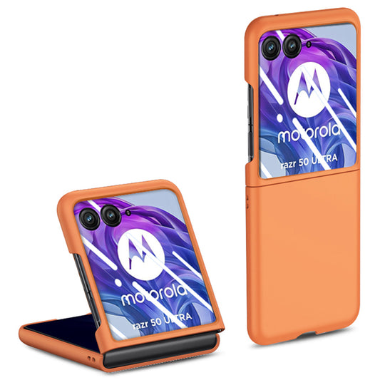 For Motorola Razr 50 Ultra 5G Case Skin-touch PC Phone Cover with Rear Screen Protector - Orange