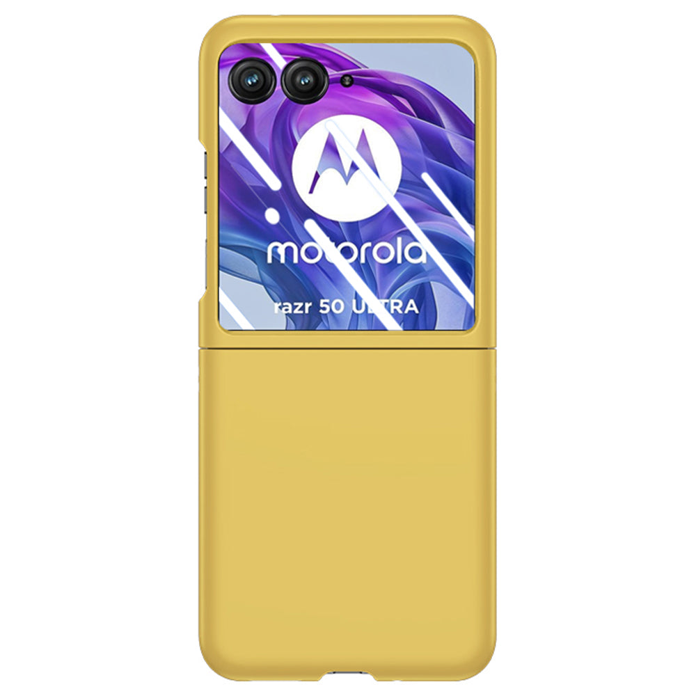 For Motorola Razr 50 Ultra 5G Case Skin-touch PC Phone Cover with Rear Screen Protector - Yellow
