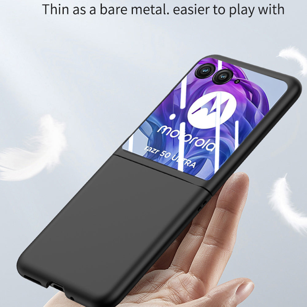 For Motorola Razr 50 Ultra 5G Case Skin-touch PC Phone Cover with Rear Screen Protector - White