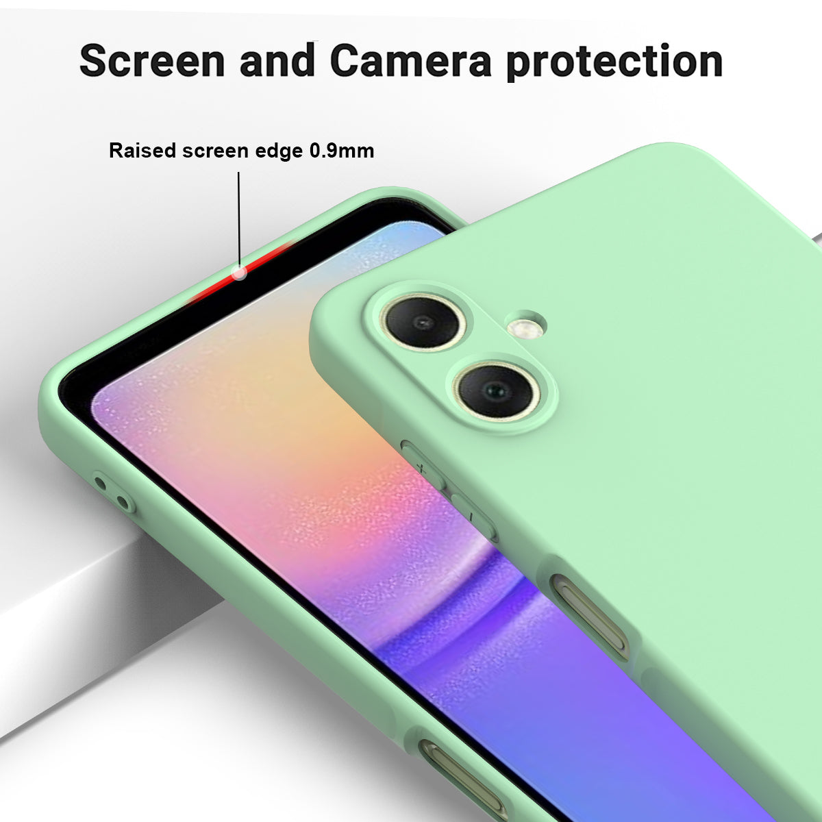 For Samsung Galaxy A06 Case Liquid Silicone Anti-scratch Phone Cover with Hand Strap - Green