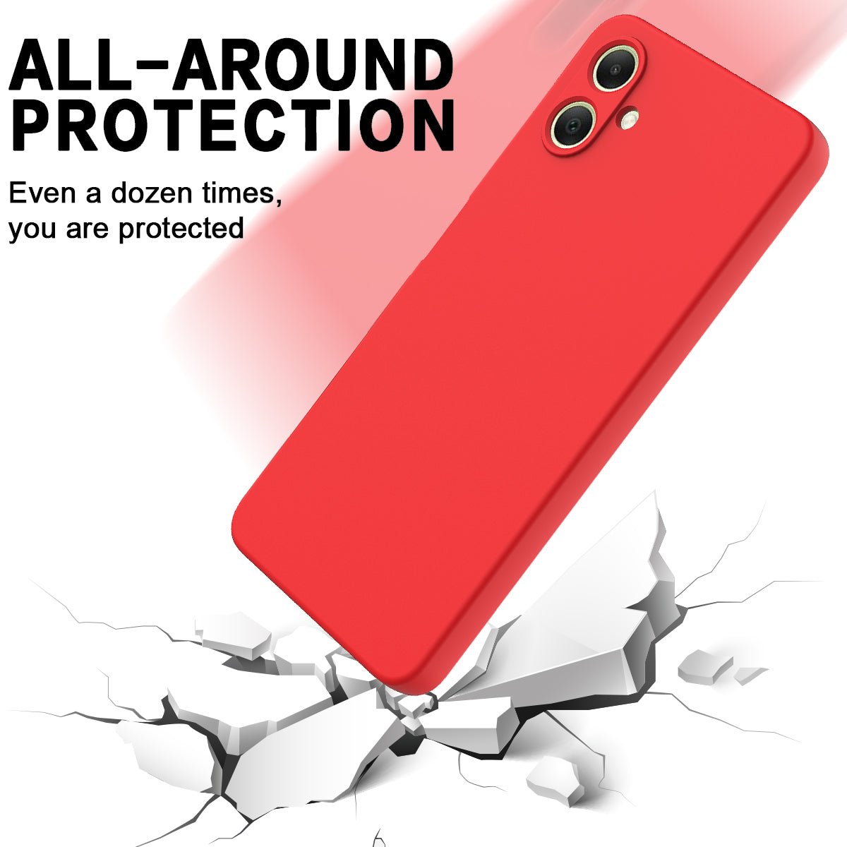 For Samsung Galaxy A06 Case Liquid Silicone Anti-scratch Phone Cover with Hand Strap - Red