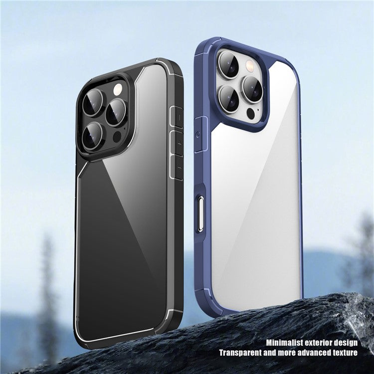 IPAKY For iPhone 16 Pro Case Shockproof PC+TPU Clear Back Phone Cover - Blue