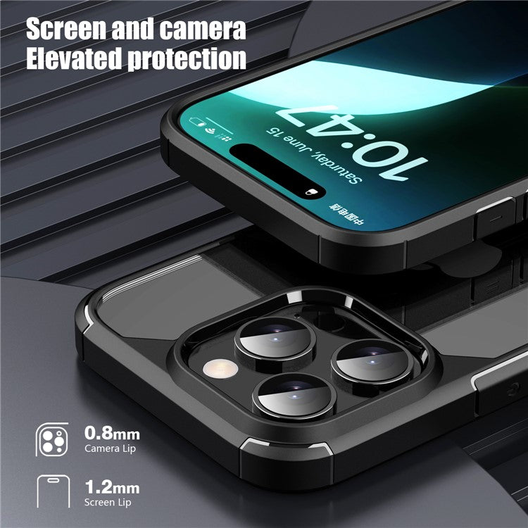 IPAKY For iPhone 16 Pro Case Shockproof PC+TPU Clear Back Phone Cover - Blue