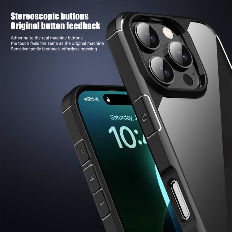 IPAKY For iPhone 16 Pro Case Shockproof PC+TPU Clear Back Phone Cover - Blue