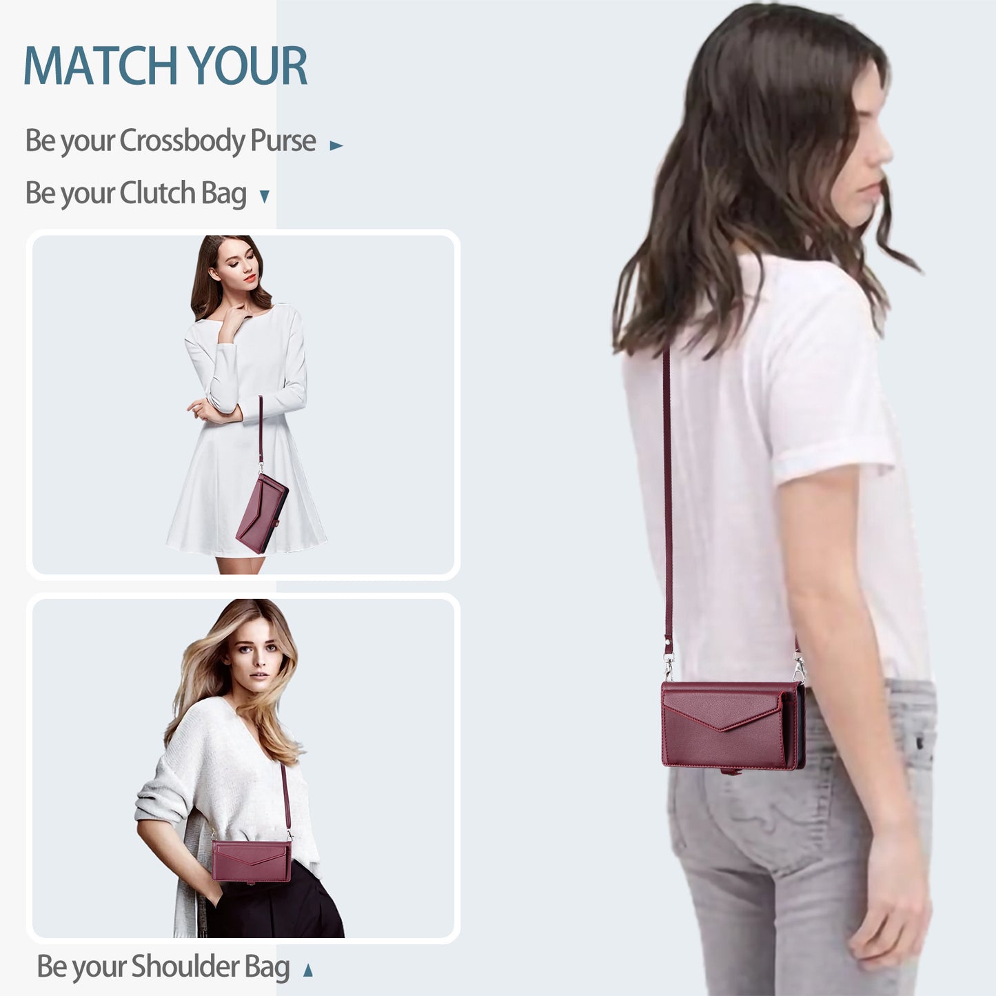 For Samsung Galaxy A16 5G / A16 4G Leather Case Wallet Stand Phone Cover with Straps - Wine Red