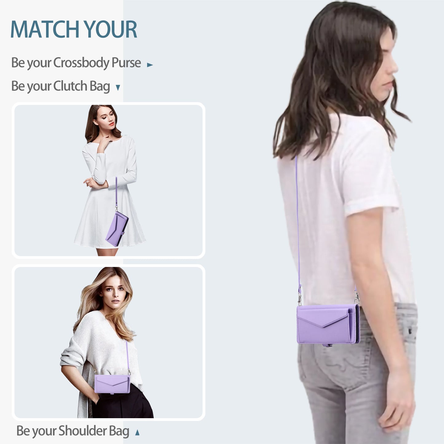 For Samsung Galaxy A16 5G / A16 4G Leather Case Wallet Stand Phone Cover with Straps - Purple