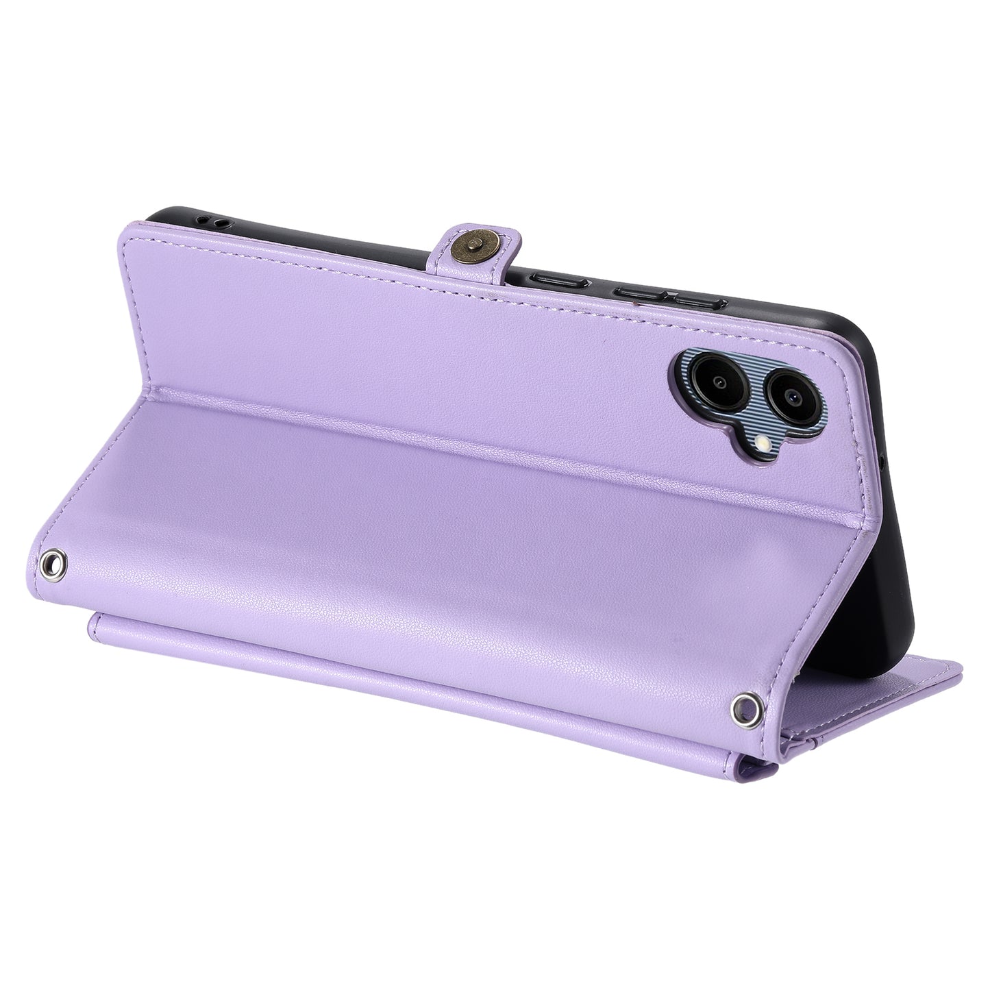 For Samsung Galaxy A06 Leather Case Wallet Stand Phone Cover with Straps - Purple