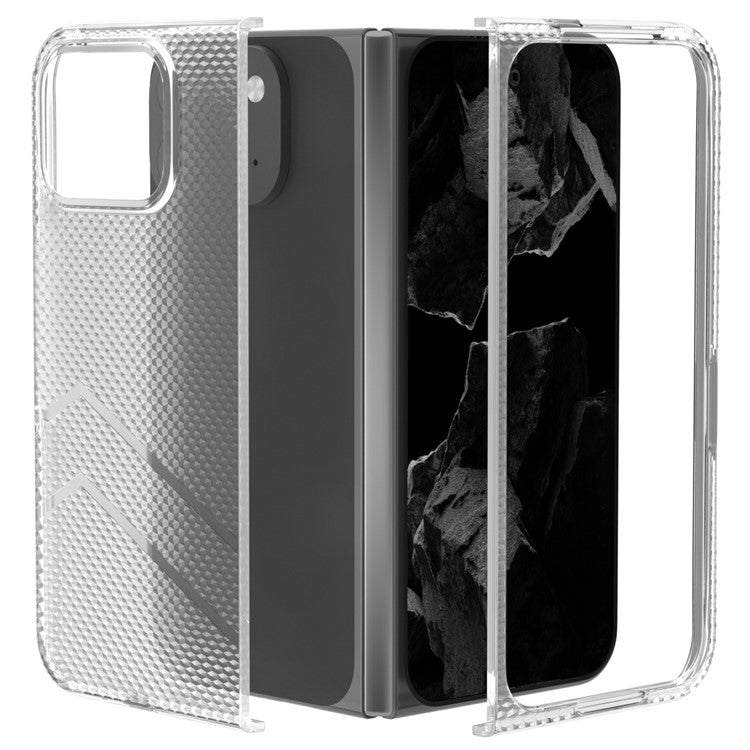 For Google Pixel 9 Pro Fold 5G Clear Case Wave Texture Matte Hard PC Protective Phone Cover