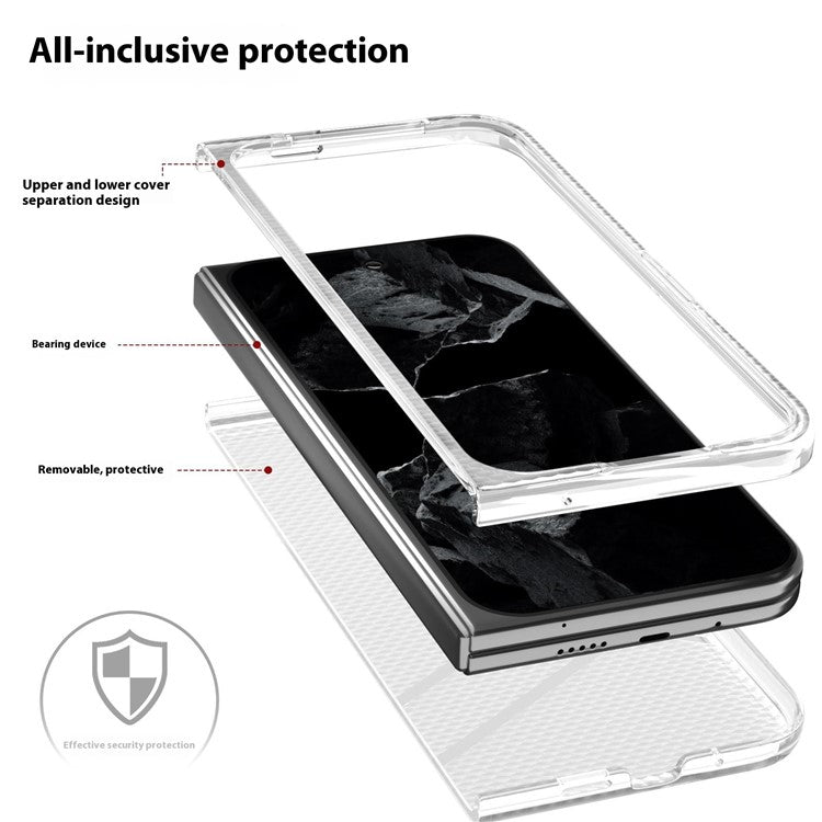For Google Pixel 9 Pro Fold 5G Clear Case Wave Texture Matte Hard PC Protective Phone Cover