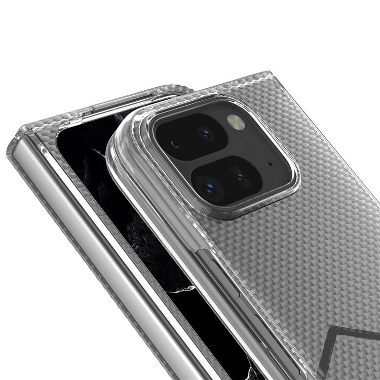 For Google Pixel 9 Pro Fold 5G Clear Case Wave Texture Matte Hard PC Protective Phone Cover