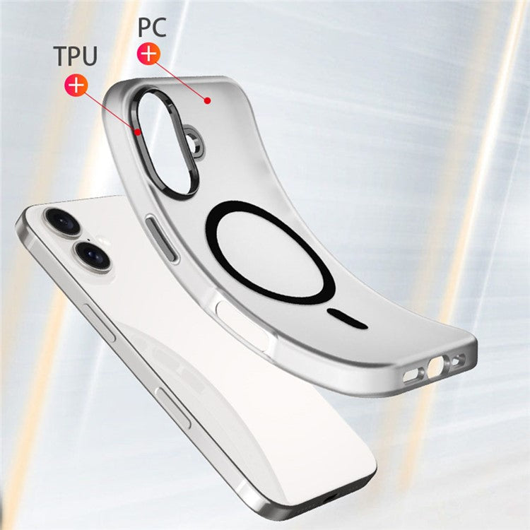 For iPhone 16 Case Compatible with MagSafe Skin-Touch PC+TPU Matte Phone Cover - White