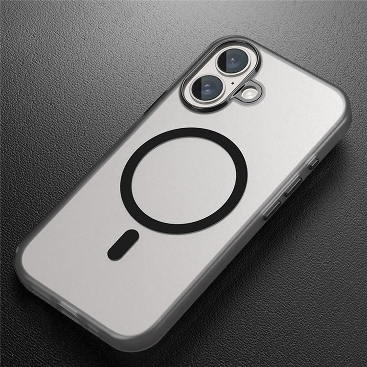 For iPhone 16 Case Compatible with MagSafe Skin-Touch PC+TPU Matte Phone Cover - White