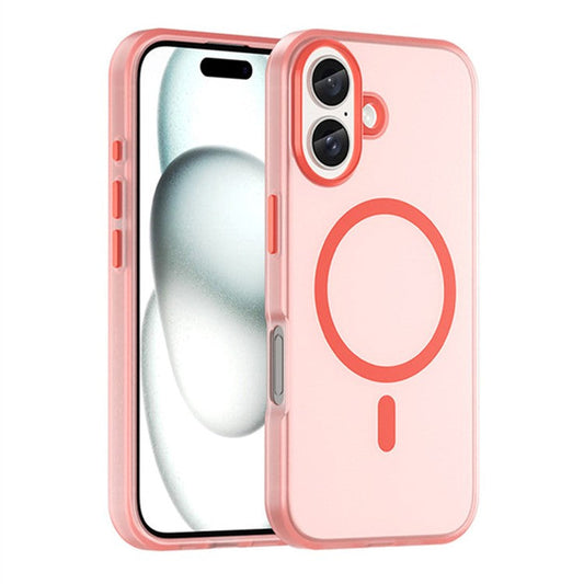 For iPhone 16 Plus Case Compatible with MagSafe Skin-Touch PC+TPU Matte Phone Cover - Red