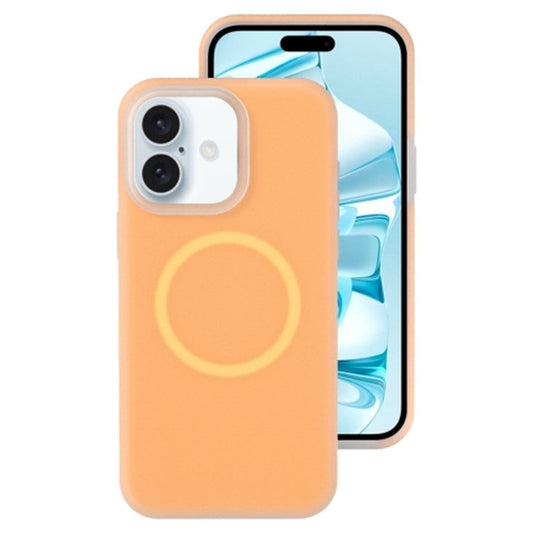 For iPhone 16 Plus Magnetic Case Liquid Silicone Shockproof Phone Cover - Orange