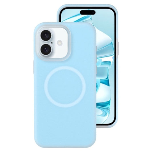 For iPhone 16 Magnetic Case Liquid Silicone Shockproof Phone Cover - Blue