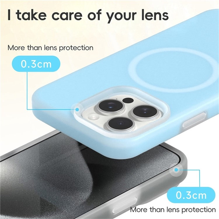 For iPhone 16 Pro Magnetic Case Liquid Silicone Shockproof Phone Cover - Blue