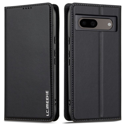LC.IMEEKE L1 Series for Google Pixel 8 Case PU Leather Wallet Stand Protective Phone Cover - Black