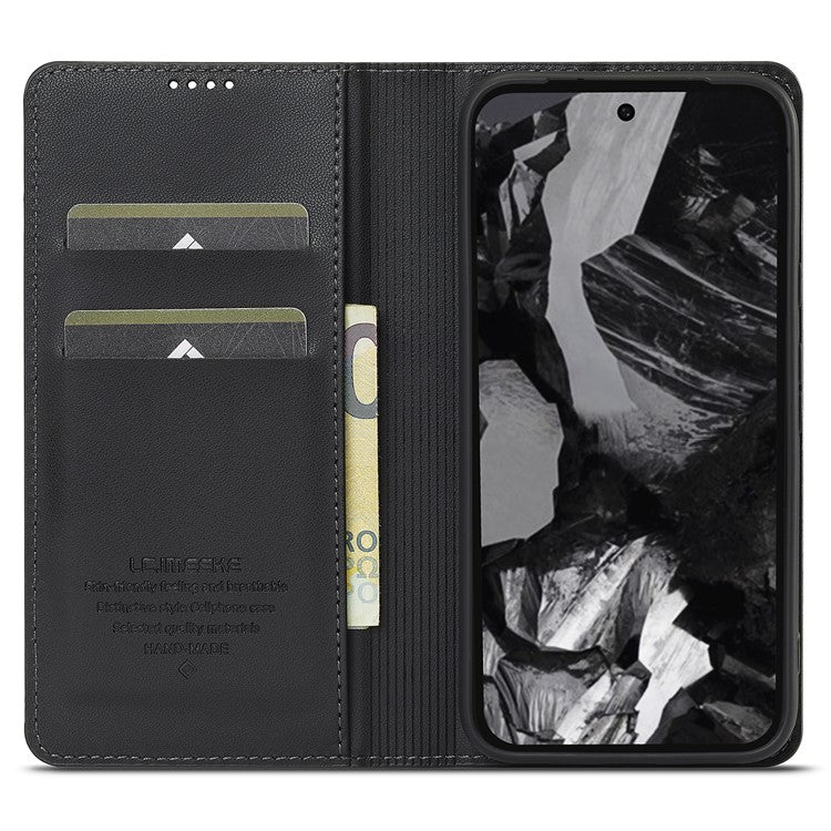 LC.IMEEKE L1 Series for Google Pixel 8 Case PU Leather Wallet Stand Protective Phone Cover - Black