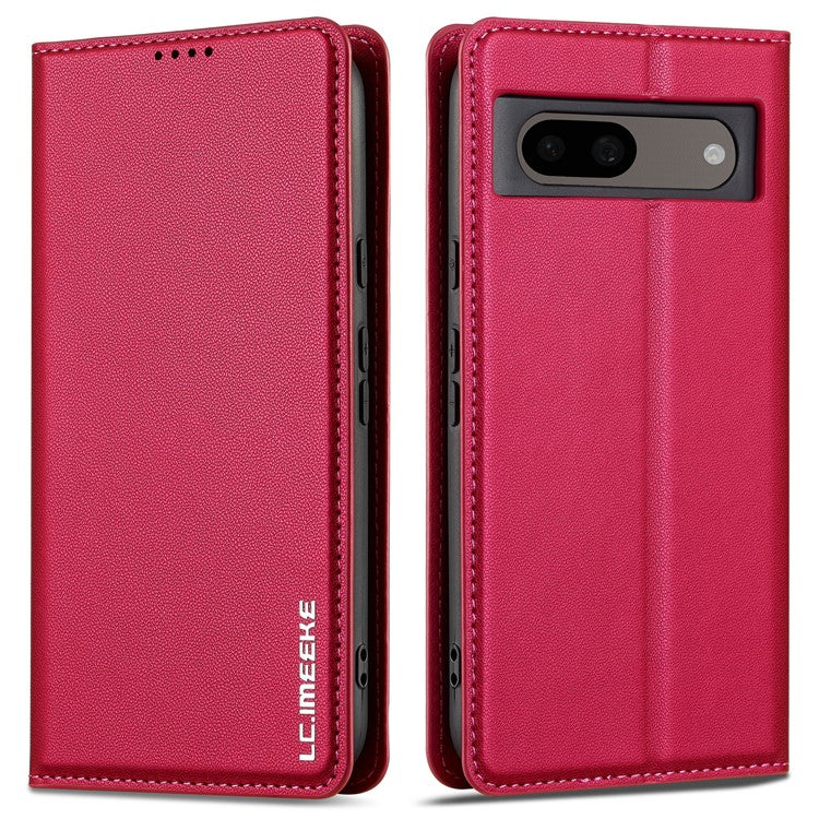 LC.IMEEKE L1 Series for Google Pixel 8 Case PU Leather Wallet Stand Protective Phone Cover - Red