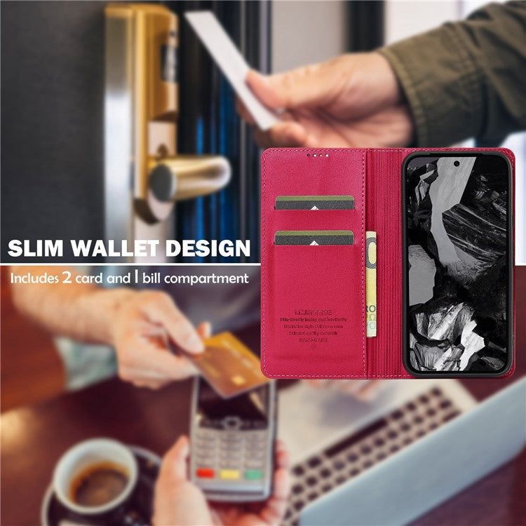 LC.IMEEKE L1 Series for Google Pixel 8 Case PU Leather Wallet Stand Protective Phone Cover - Red