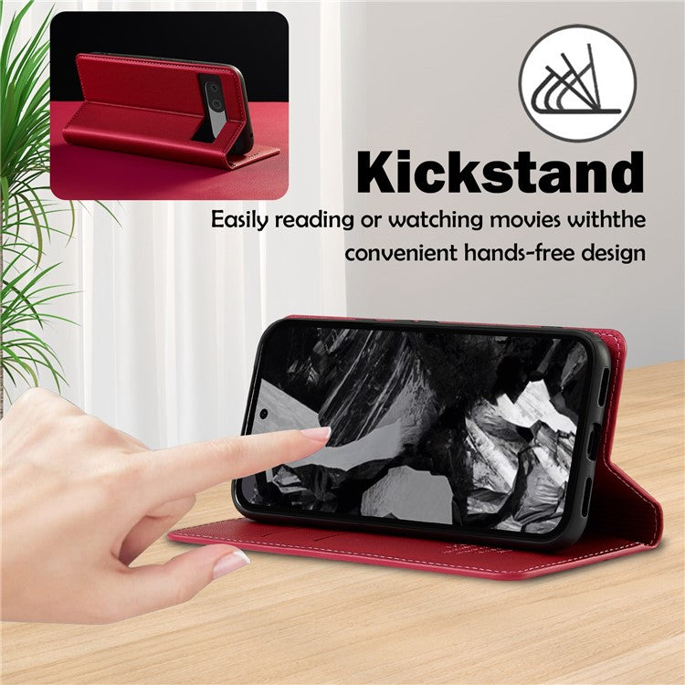 LC.IMEEKE L1 Series for Google Pixel 8 Case PU Leather Wallet Stand Protective Phone Cover - Red