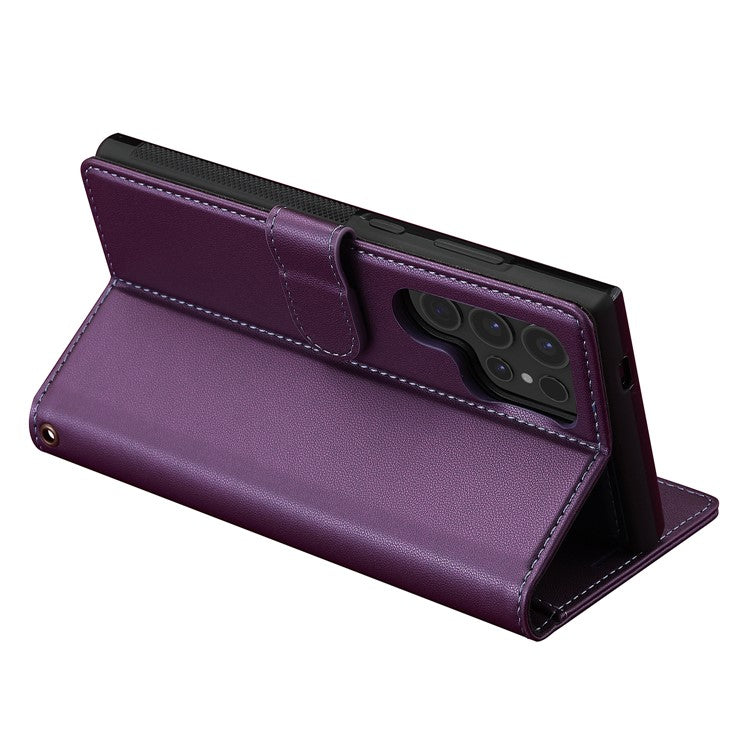 LC.IMEEKE L2 Series for Samsung Galaxy S24 Ultra Case PU Leather Wallet Detachable Magnetic Phone Cover - Purple