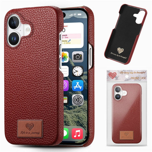 Y5 For iPhone 16 Plus Case Litchi Texture Leather+TPU Slim Phone Cover - Red