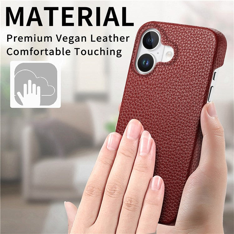 Y5 For iPhone 16 Plus Case Litchi Texture Leather+TPU Slim Phone Cover - Red