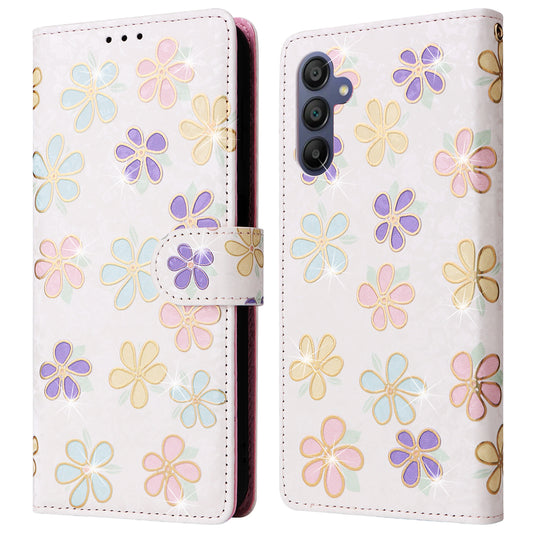For Samsung Galaxy A16 5G / A16 4G Case RFID Blocking Flower Leather Phone Cover - Colorful Flower