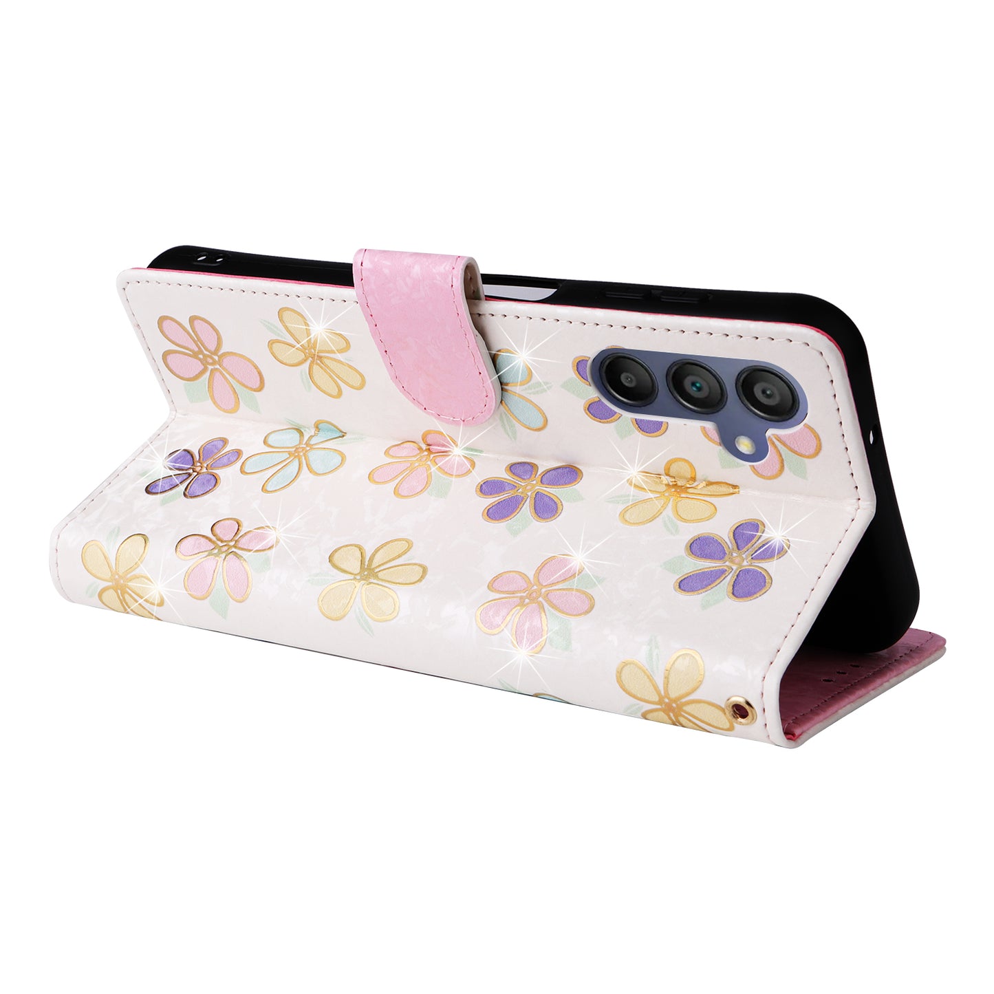 For Samsung Galaxy A16 5G / A16 4G Case RFID Blocking Flower Leather Phone Cover - Colorful Flower