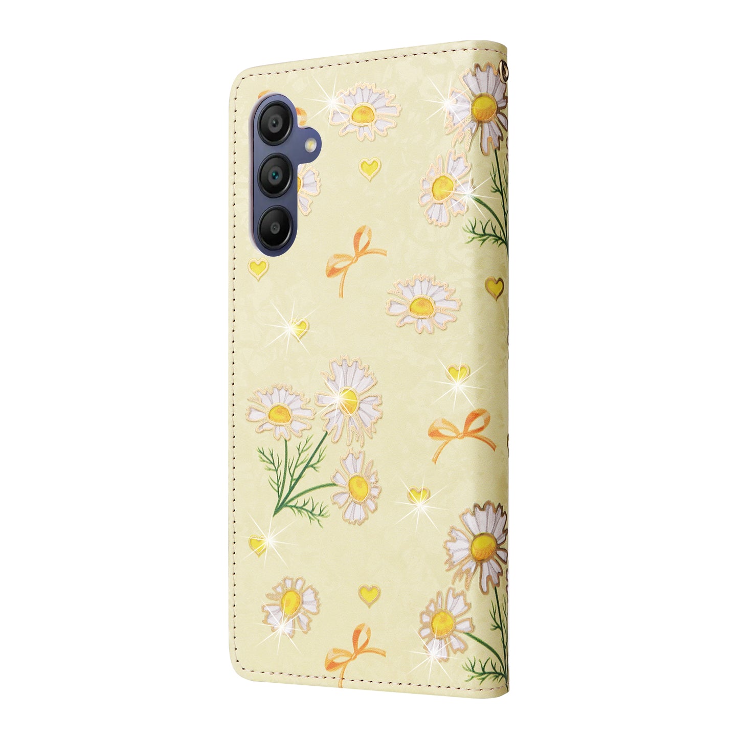 For Samsung Galaxy A16 5G / A16 4G Case RFID Blocking Flower Leather Phone Cover - Yellow Daisy
