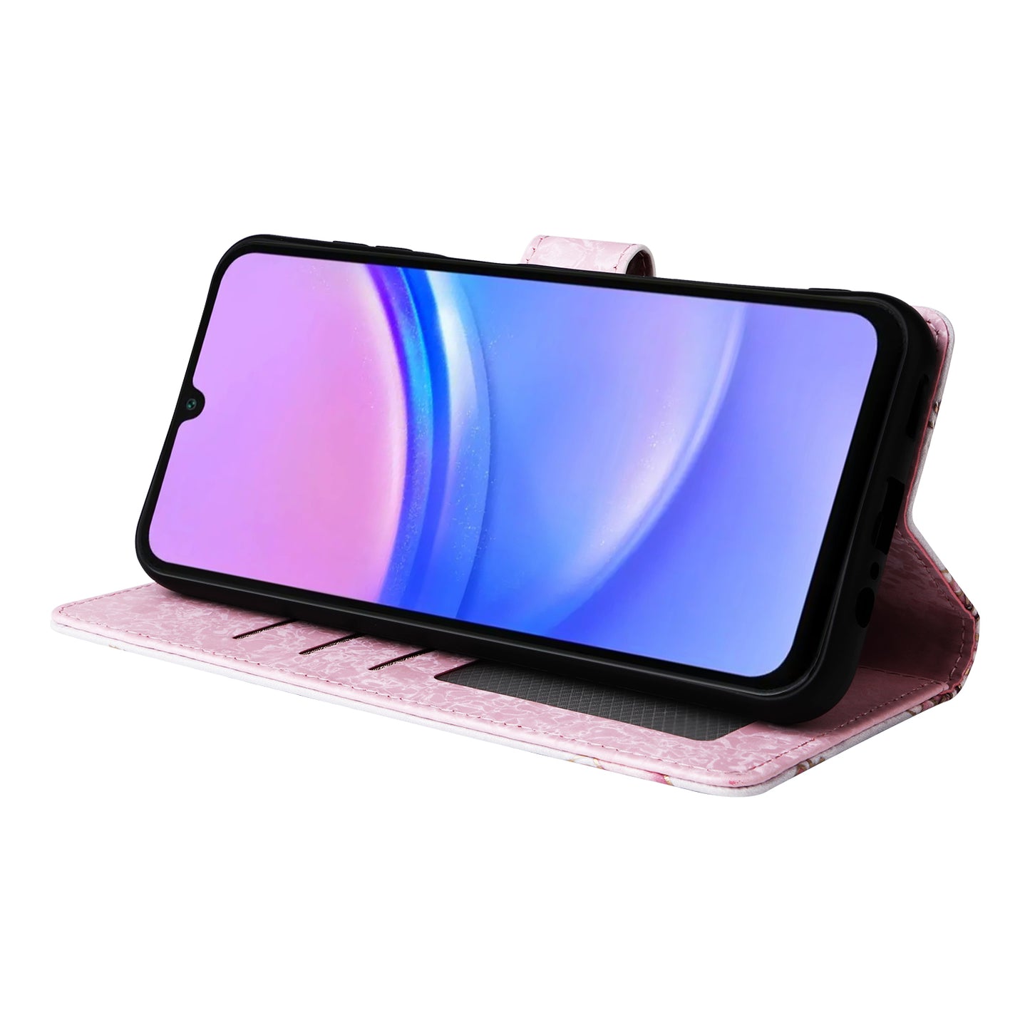 For Samsung Galaxy A16 5G / A16 4G Case RFID Blocking Flower Leather Phone Cover - Rose Flower