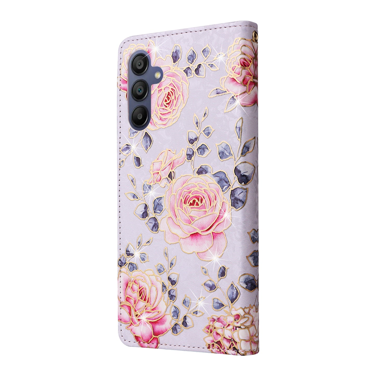 For Samsung Galaxy A16 5G / A16 4G Case RFID Blocking Flower Leather Phone Cover - Rose Flower