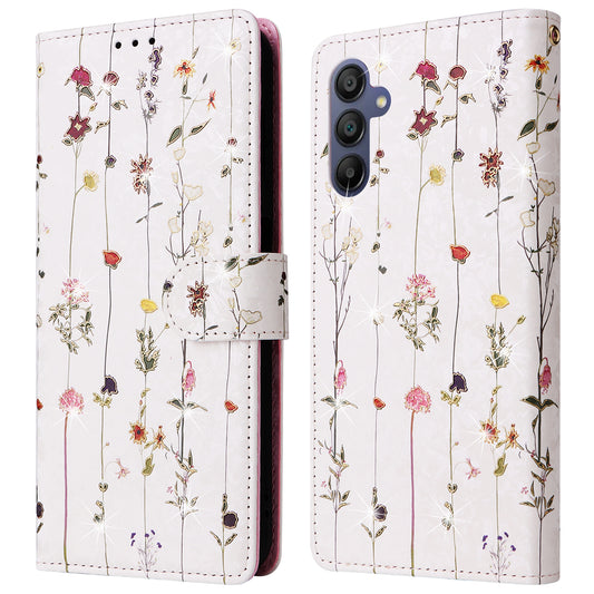For Samsung Galaxy A16 5G / A16 4G Case RFID Blocking Flower Leather Phone Cover - Small Flower