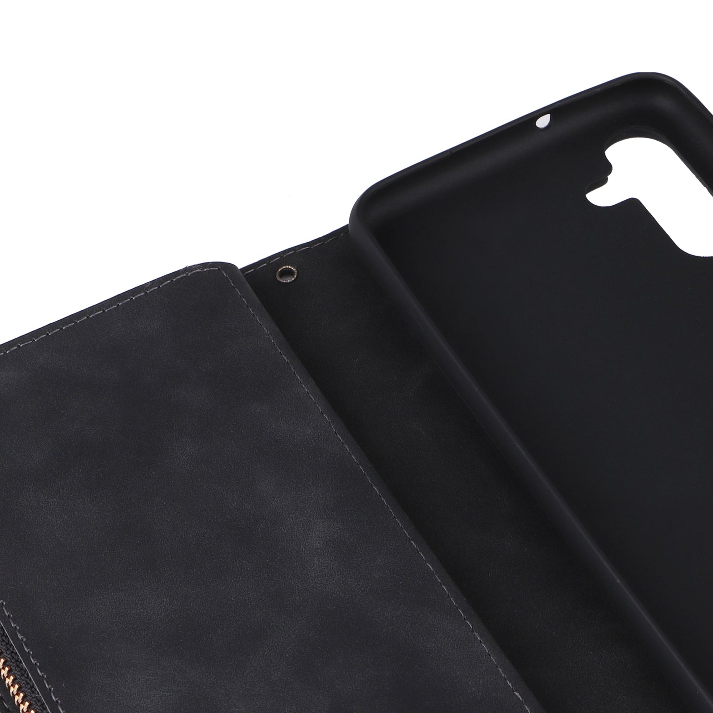 For Samsung Galaxy A16 5G / A16 4G Case Zipper Wallet Multiple Card Slots Leather Phone Cover - Black