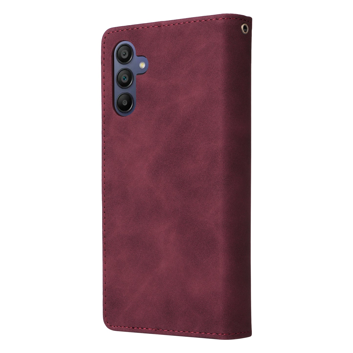 For Samsung Galaxy A16 5G / A16 4G Case Zipper Wallet Multiple Card Slots Leather Phone Cover - Wine Red