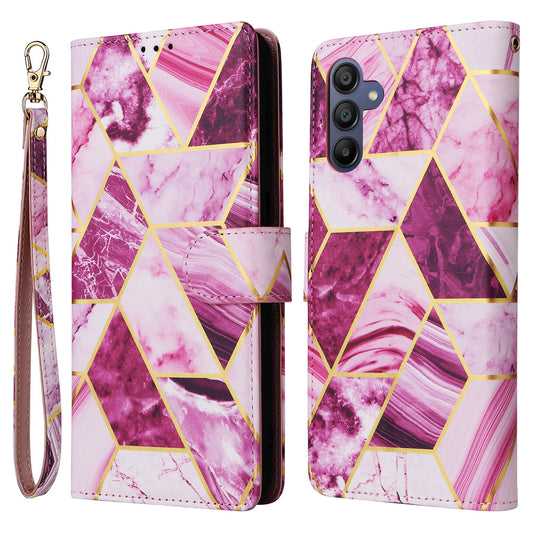 For Samsung Galaxy A16 5G / A16 4G Case Lacquered Marble Pattern Leather Phone Cover - Purple