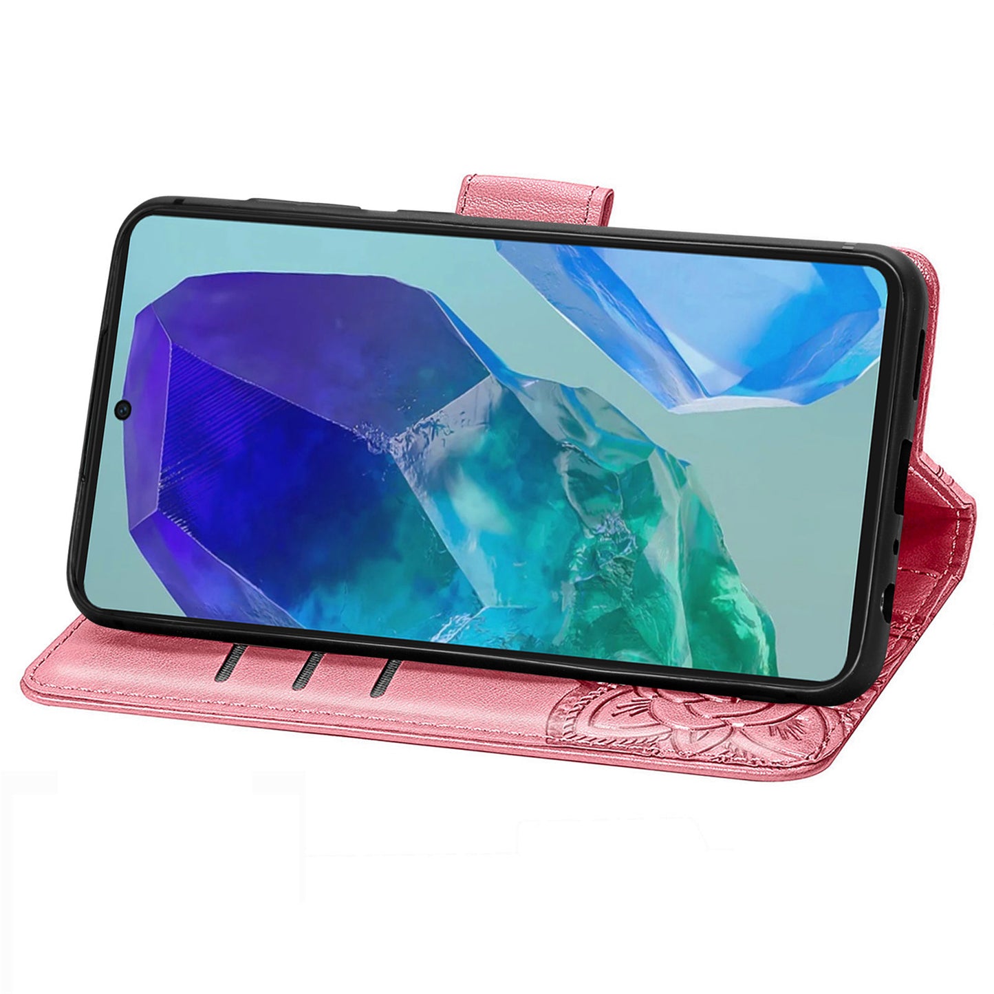 For Samsung Galaxy A16 5G / A16 4G Case PU Leather Wallet Phone Cover Butterfly Pattern - Pink