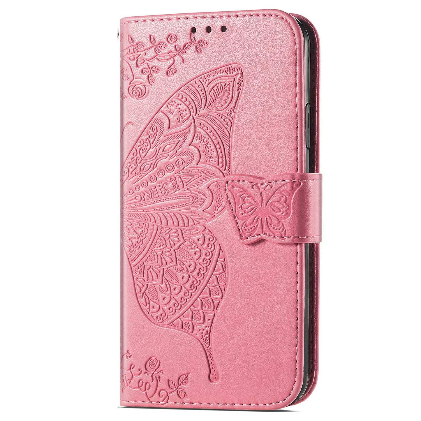 For Samsung Galaxy A16 5G / A16 4G Case PU Leather Wallet Phone Cover Butterfly Pattern - Pink