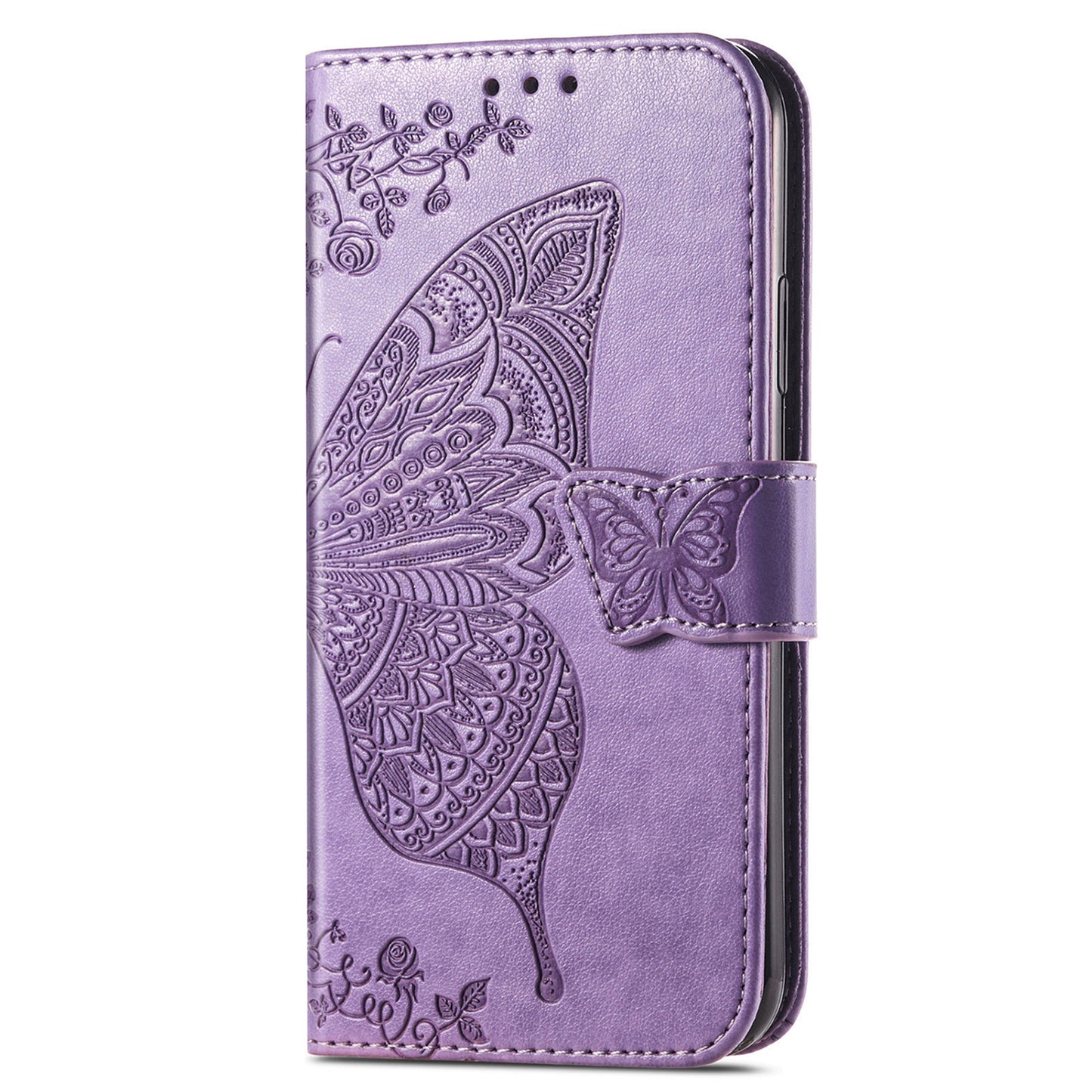 For Samsung Galaxy A16 5G / A16 4G Case PU Leather Wallet Phone Cover Butterfly Pattern - Light Purple