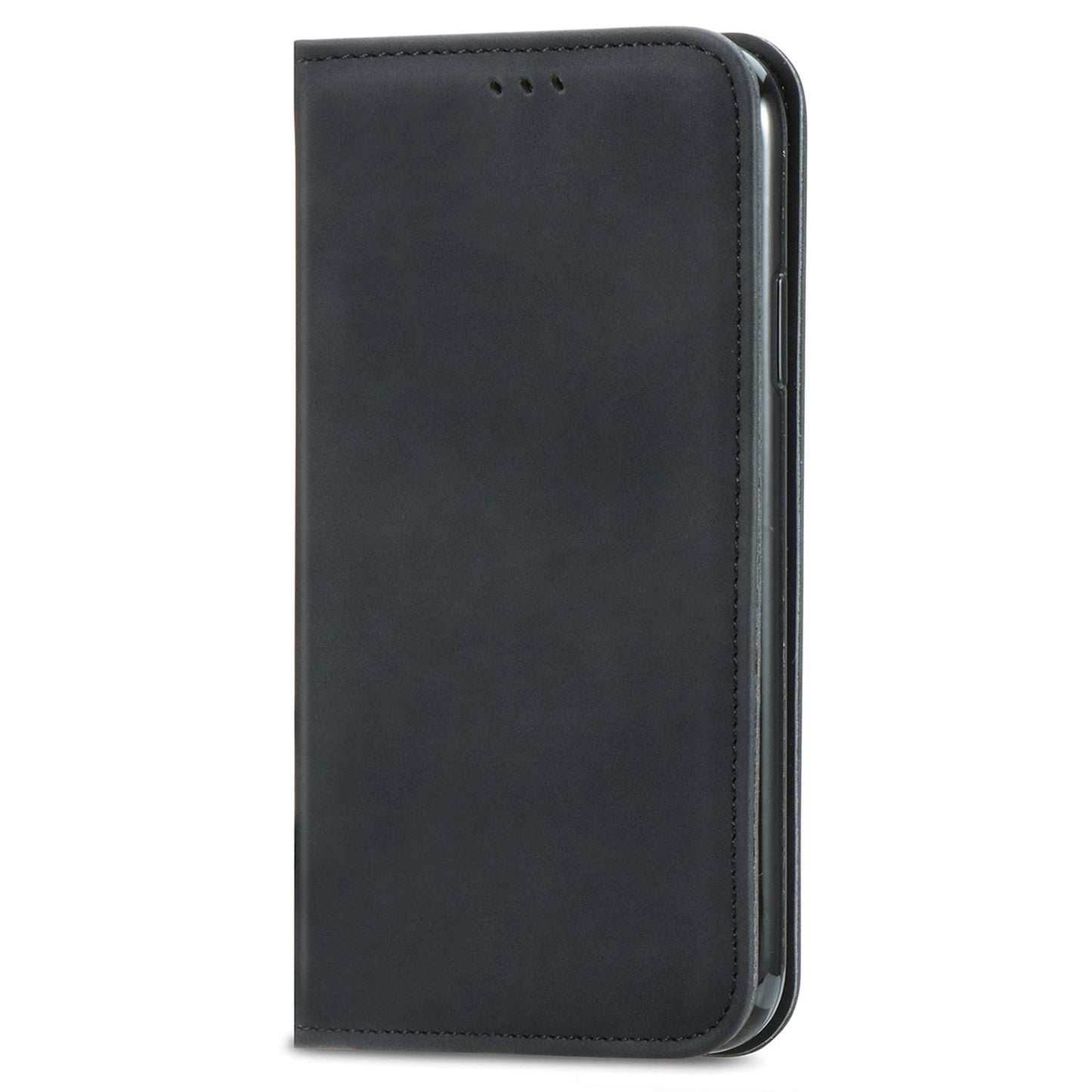 For Samsung Galaxy A16 5G / A16 4G Case Skin Touch Feeling Leather Wallet Phone Cover Magnetic Absorption - Black