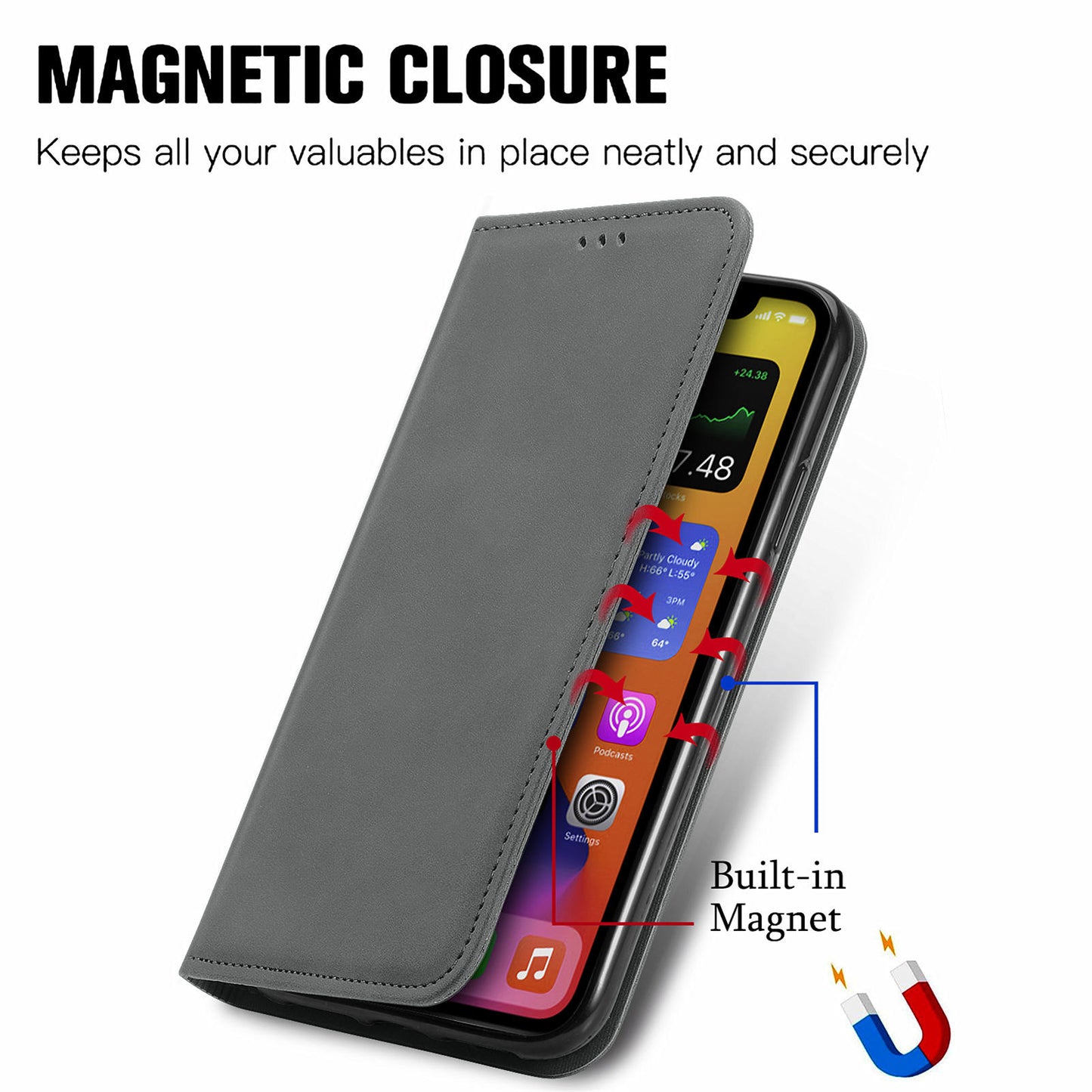 For Samsung Galaxy A16 5G / A16 4G Case Skin Touch Feeling Leather Wallet Phone Cover Magnetic Absorption - Grey