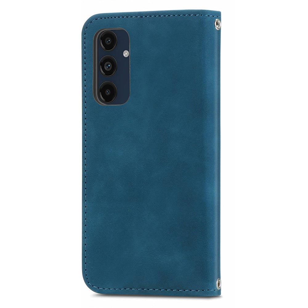 For Samsung Galaxy A16 5G / A16 4G Case Skin Touch Feeling Leather Wallet Phone Cover Magnetic Absorption - Dark Blue