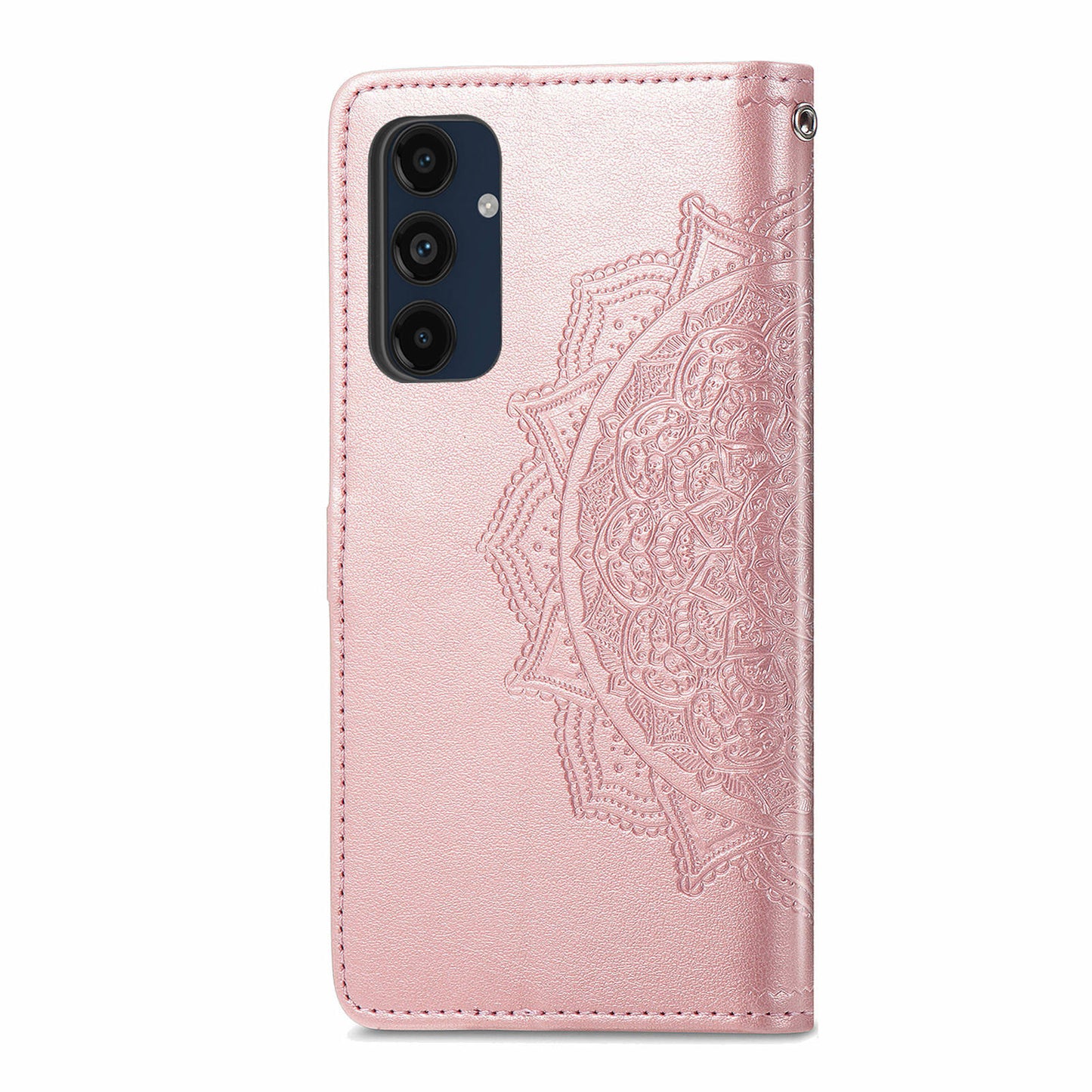 For Samsung Galaxy A16 5G / A16 4G Case Mandala Embossed Design Leather Wallet Phone Cover - Rose Gold