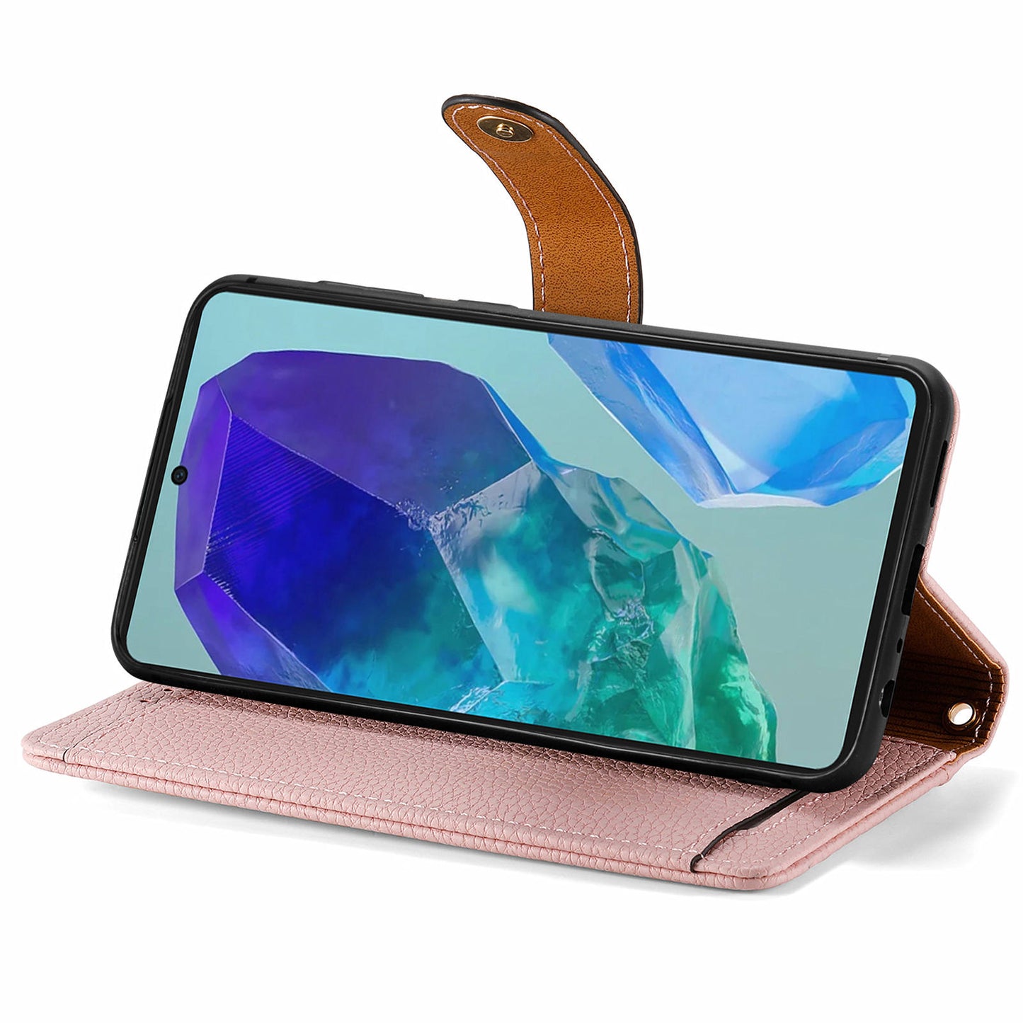 For Samsung Galaxy A16 5G / A16 4G Case RFID Blocking Zipper Pocket Leather Wallet Phone Cover - Pink