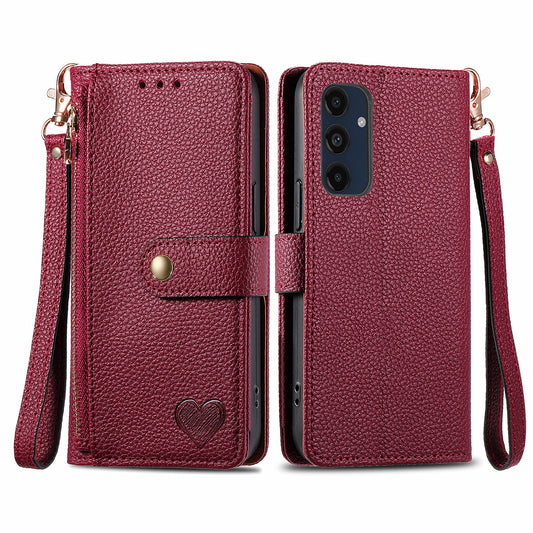 For Samsung Galaxy A16 5G / A16 4G Case RFID Blocking Zipper Pocket Leather Wallet Phone Cover - Red