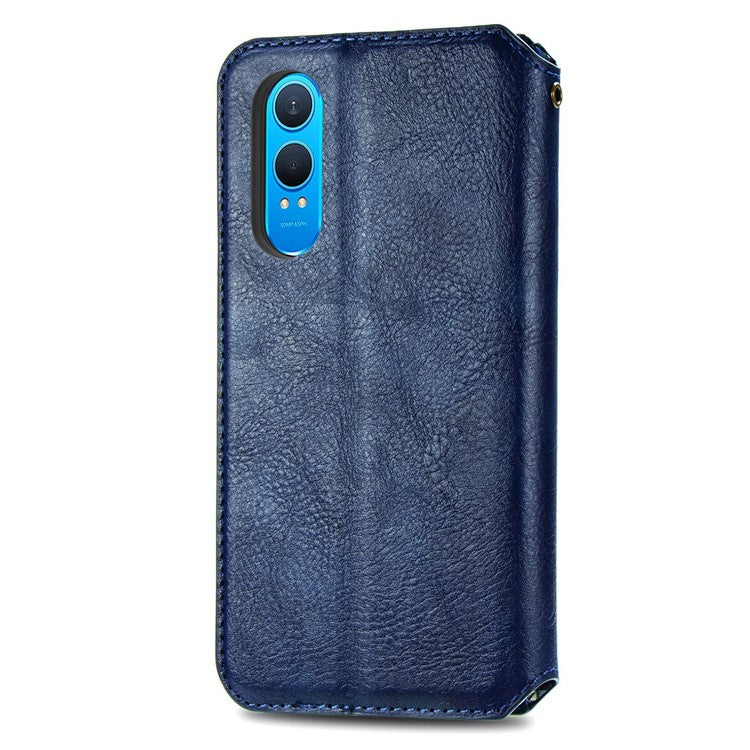 For OnePlus Nord CE4 Lite 5G Case Rhombus Imprint PU Leather Wallet Phone Cover - Blue