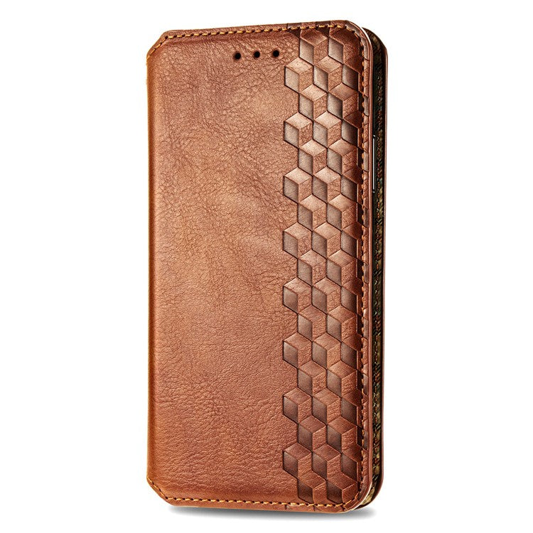 For OnePlus Nord CE4 Lite 5G Case Rhombus Imprint PU Leather Wallet Phone Cover - Brown